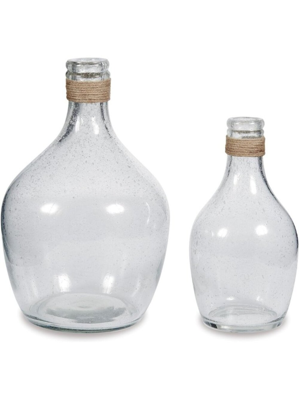 Modern Glass Bottle Neck Vase Set - 2 Piece Clear Decorative Home Accents